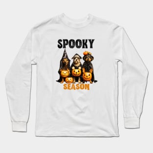 Spooky Season with Dogs and Pumpkins Long Sleeve T-Shirt